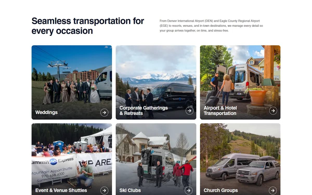 Summit Express: Group transportation by occasion