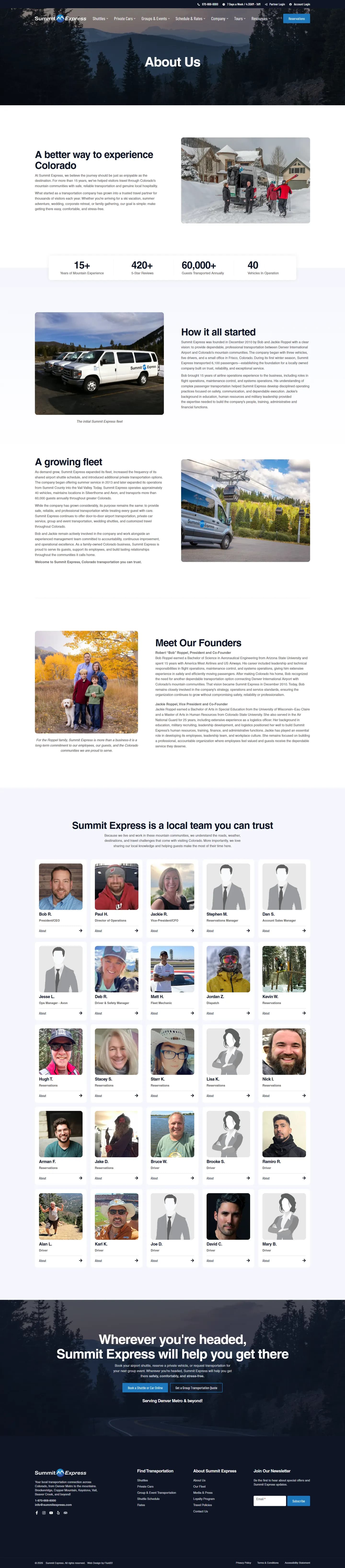 Summit Express website, inner page