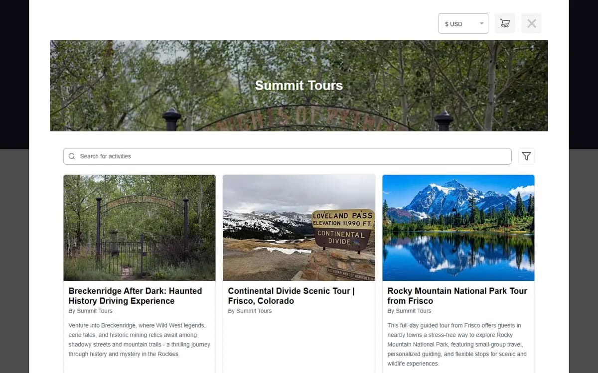 Summit Tours: Book online without leaving the site