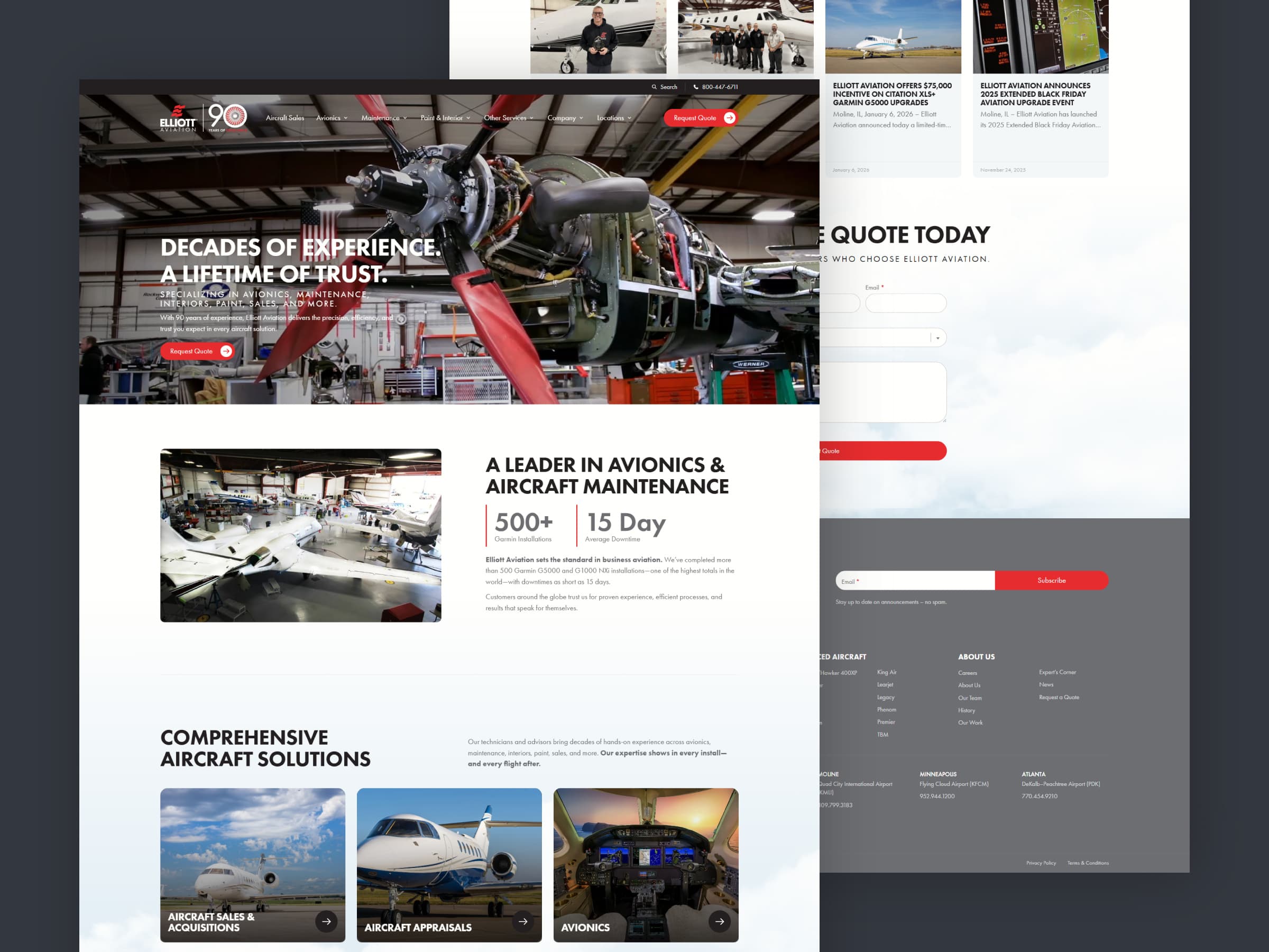 Elliott Aviation website design by Fluid22