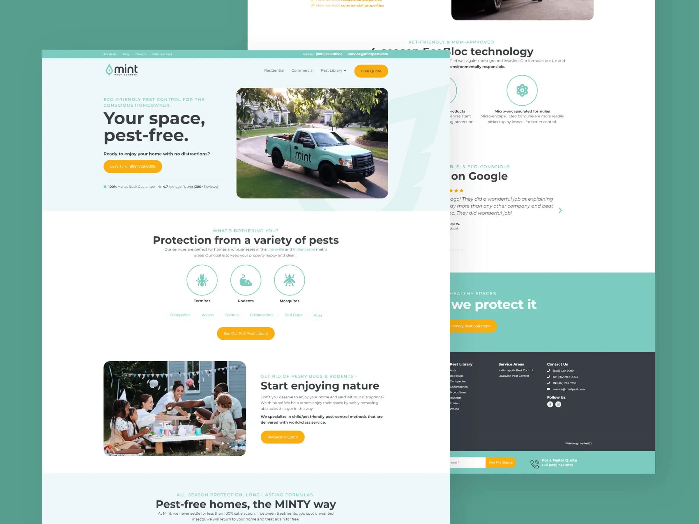 mint pest control webpage
