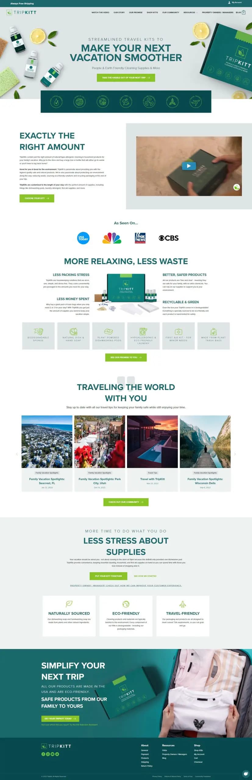 tripkitt website design screen shot