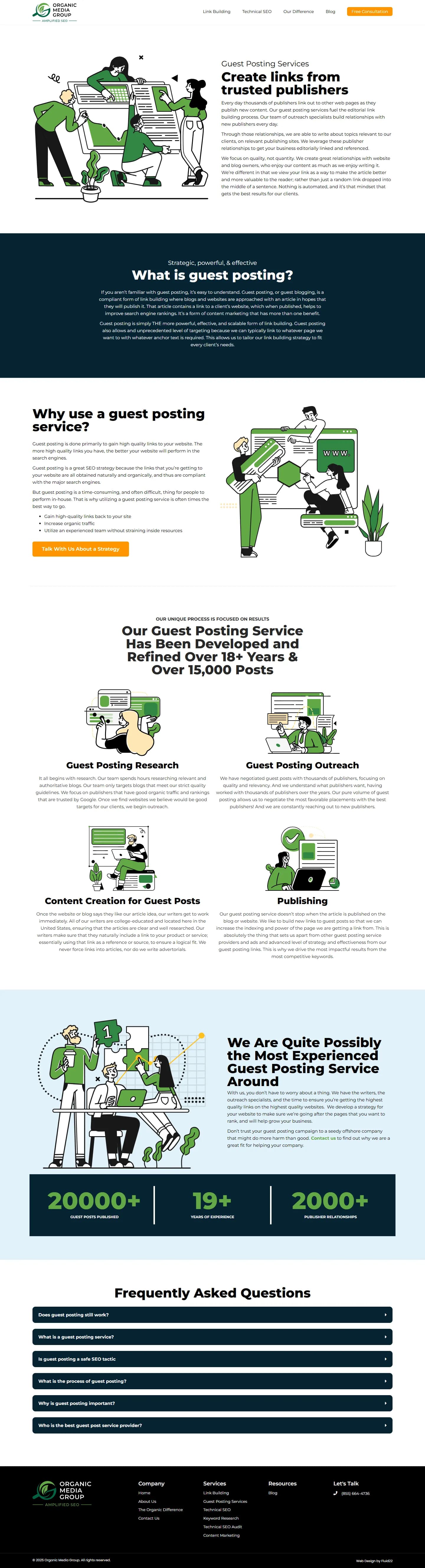Organic Media Group website, inner page