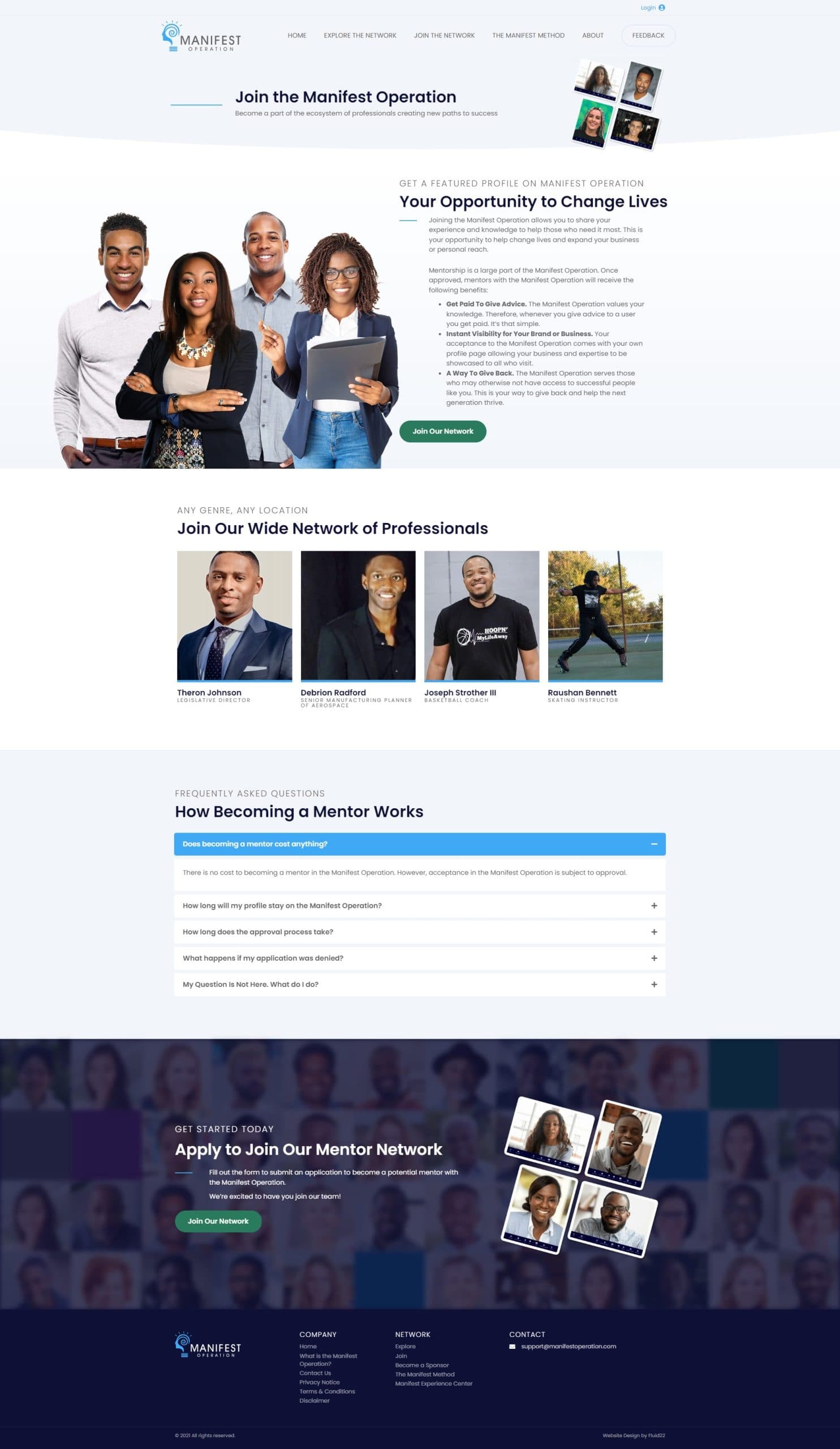 Manifest Operation website, inner page