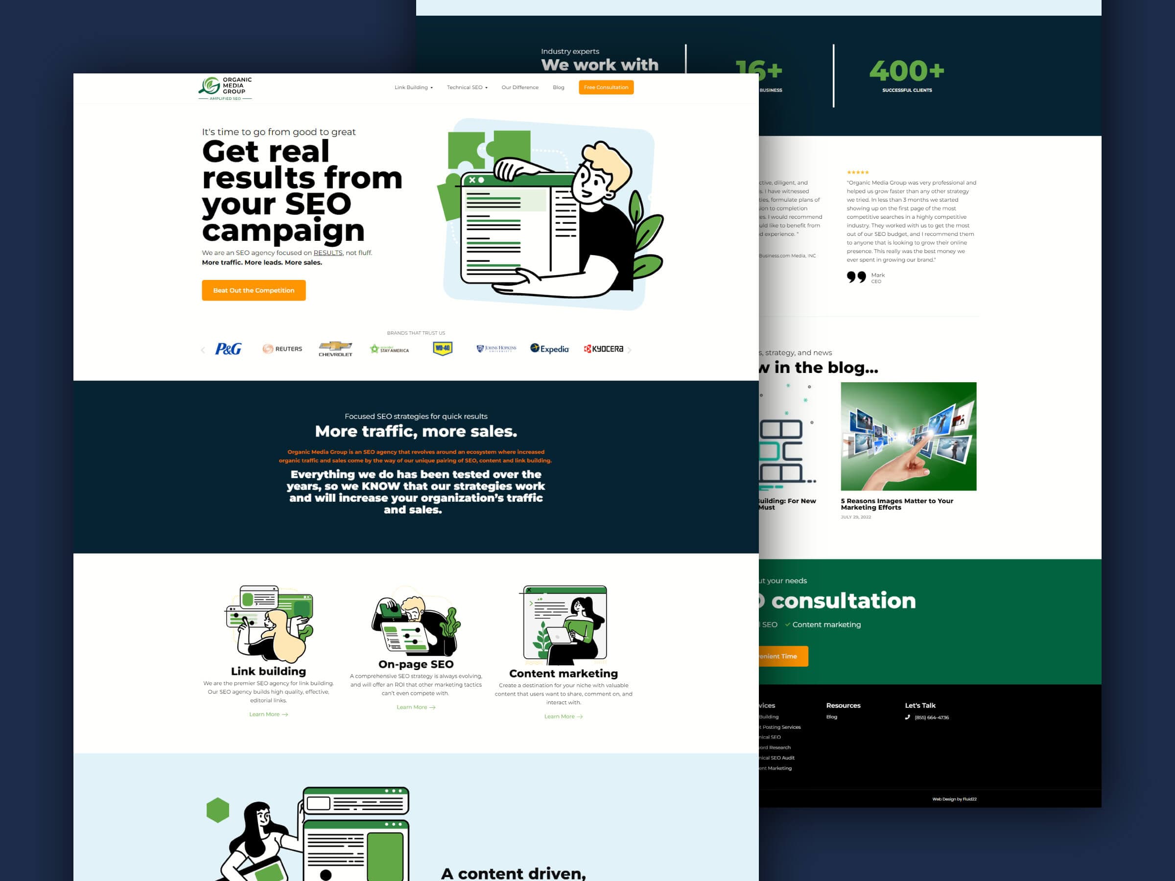 Organic Media Group website design by Fluid22