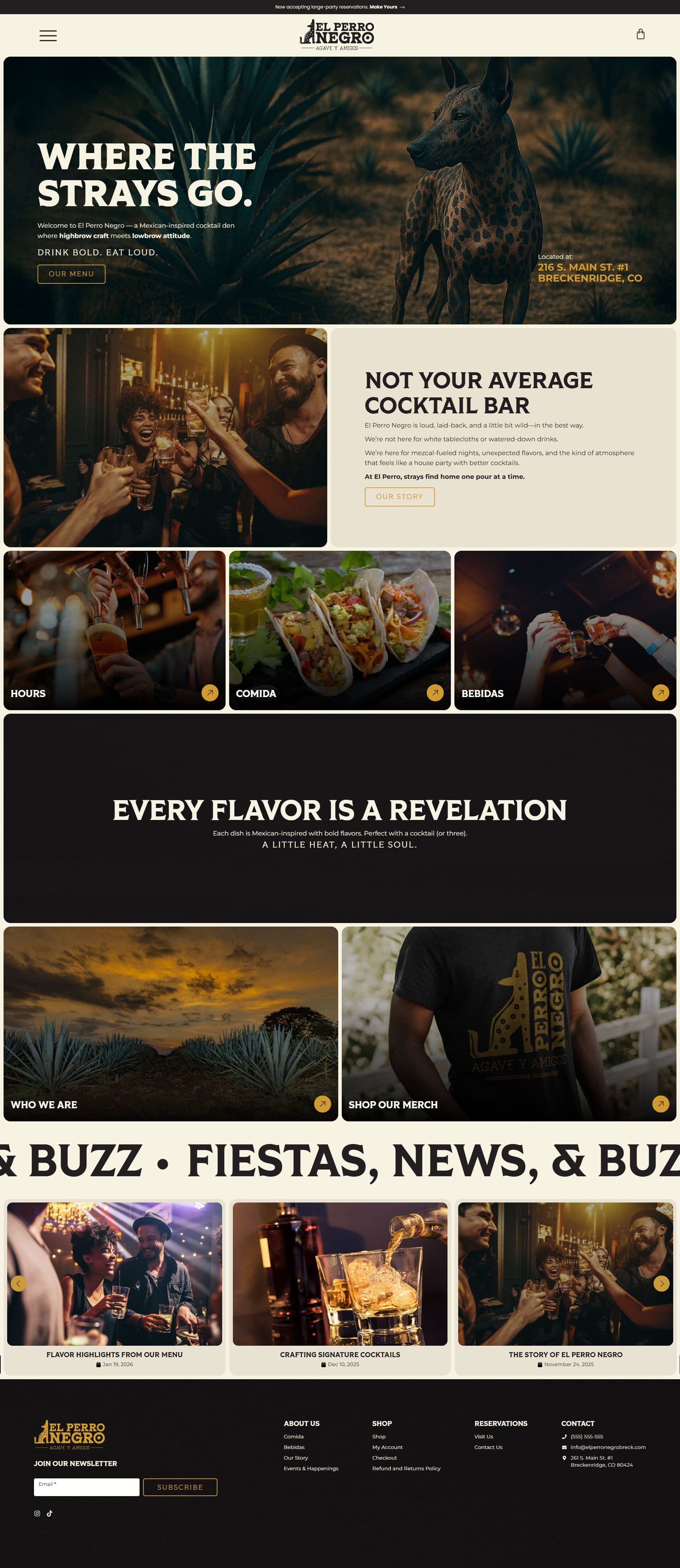 El Perro Negro website, full page