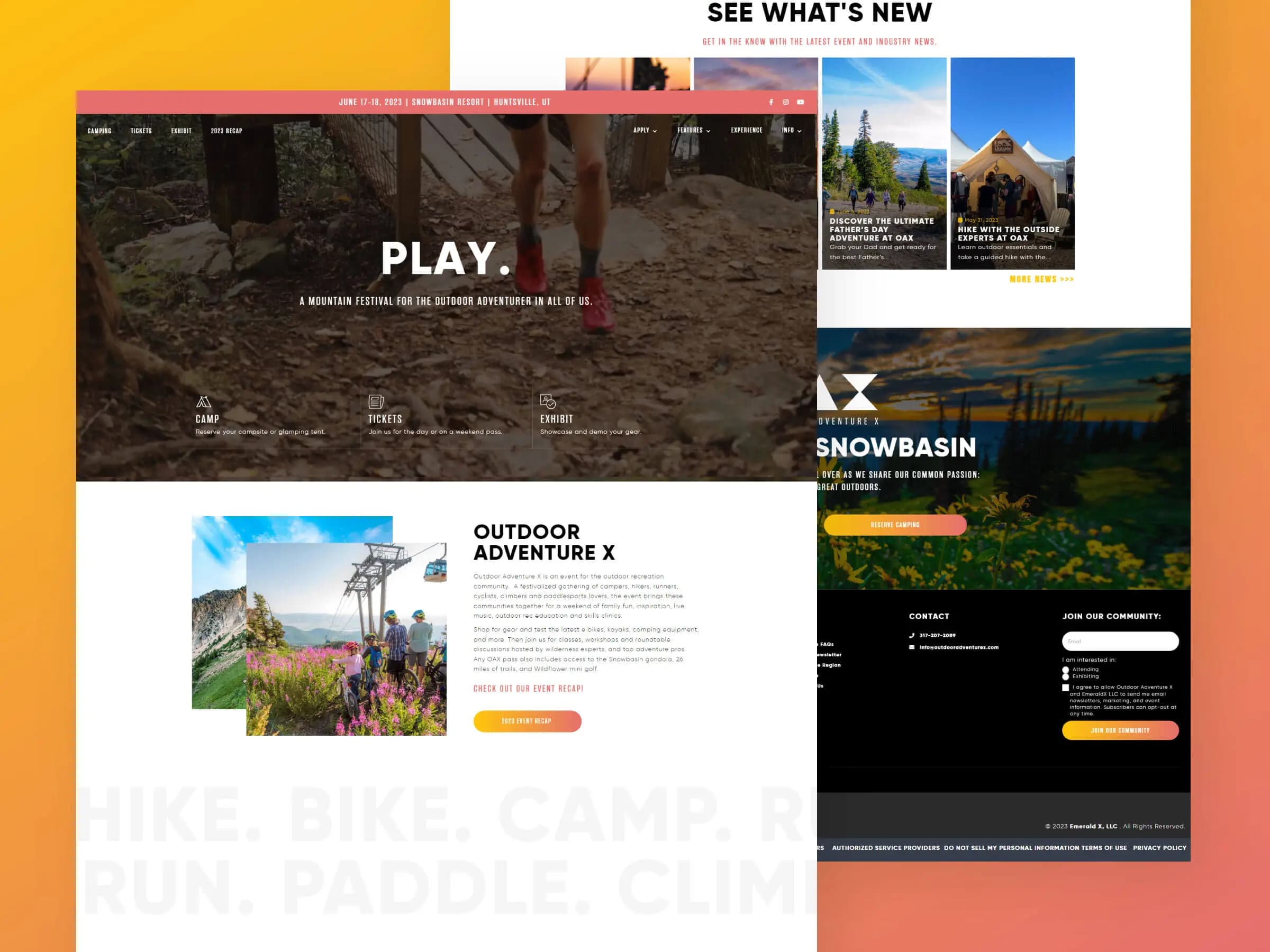 oax-hero OAX outdoor adventure website screen shot